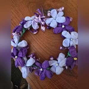Handcrafted Purple Floral Headband - Women Accessories 9 In.diameter